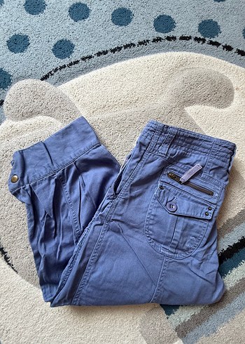 xs Beden mavi Renk Kadın Mavi Bol Kesim Kemerli Kot Pantolon