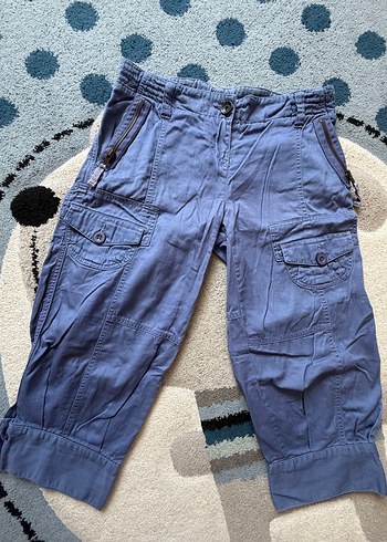 Kadın Mavi Bol Kesim Kemerli Kot Pantolon