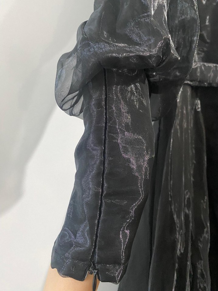 Kemerli Janjan kumaş uzun elbise / abiye - Görsel 3