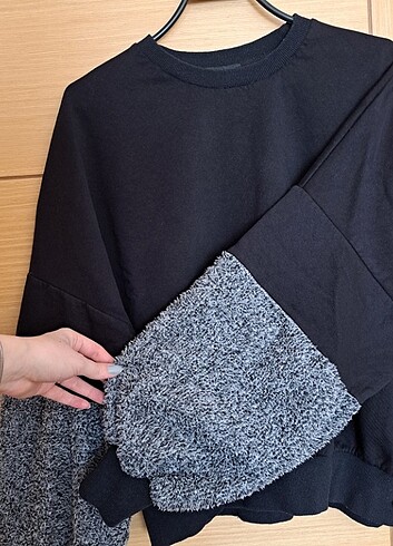 l Beden siyah Renk Kol detaylı oversize sweatshirt