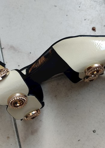 Beyaz Yılan Desenli Platform Topuklu Kadın Ayakkabı - Görsel 5