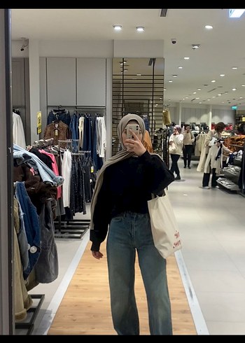 27 Beden mavi Renk Kadın Mavi Bol Kesim Denim Pantolon