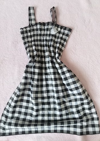 Gri Ekose Midi Elbise, Askılı, Salaş Kesim
