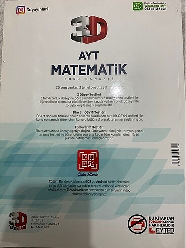  3D yayınları AYT matematik soru bankası
