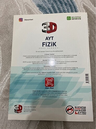 3D yayınları AYT fizik soru bankası