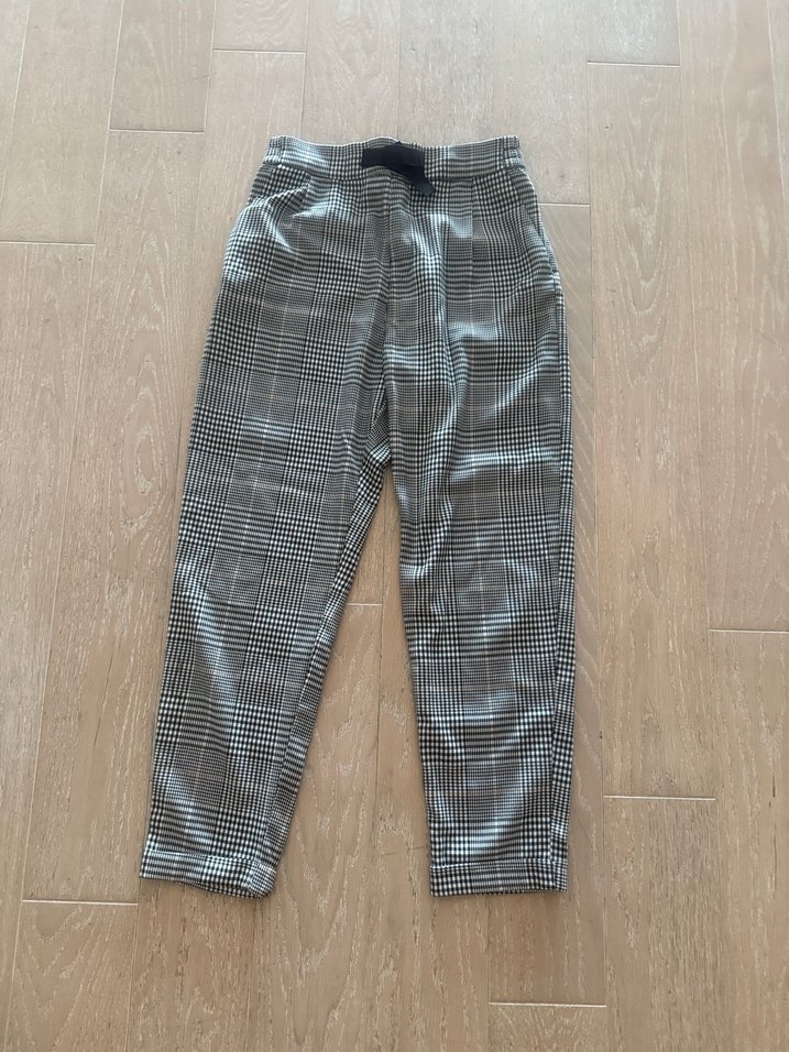 Hm Gri Ekoseli Kadın Kumaş Pantolon - Görsel 2