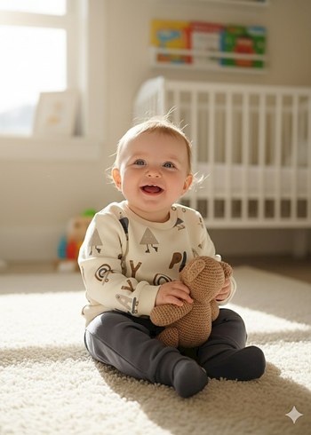 Diğer Erkek Bebek Örme Kapüşonsuz Sweatshirt ve Pantolon Kışlık