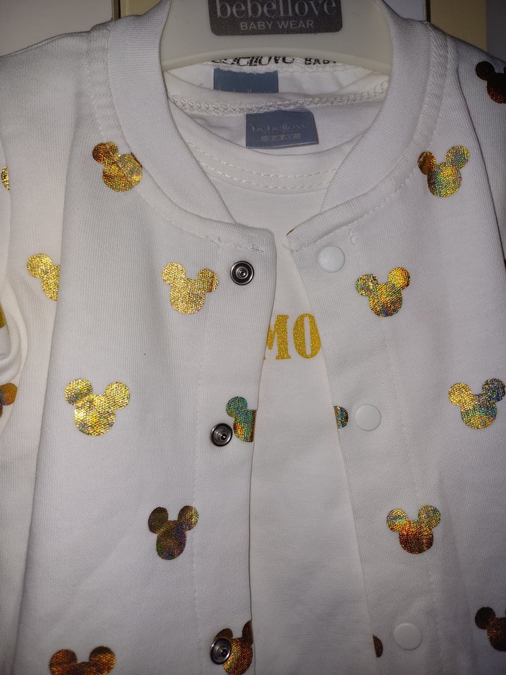 Uzun Kollu Beyaz Baskılı Bebek Kıyafet Seti - Görsel 3