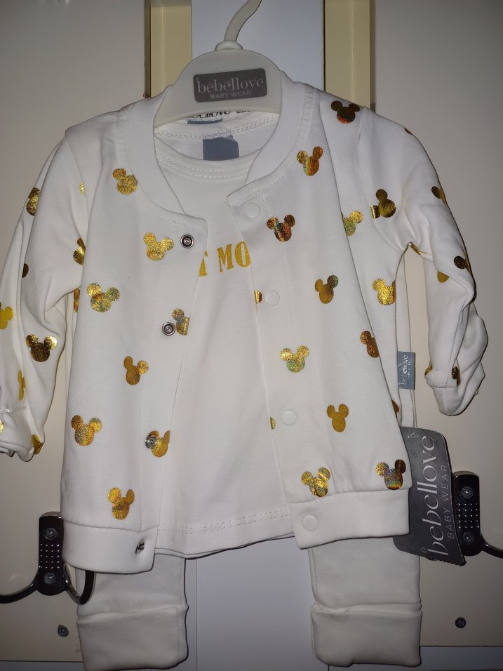 Uzun Kollu Beyaz Baskılı Bebek Kıyafet Seti - Görsel 4