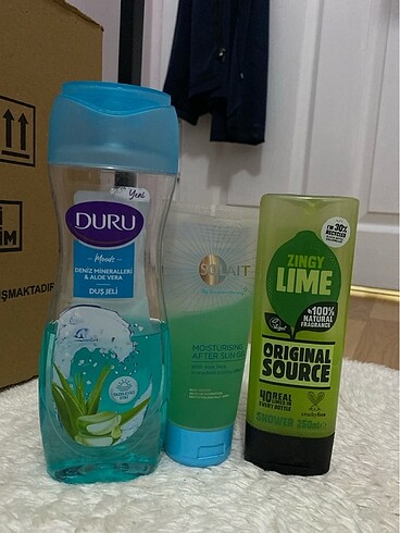 3 lü set. Duş jeli ve güneş sonrası kremler