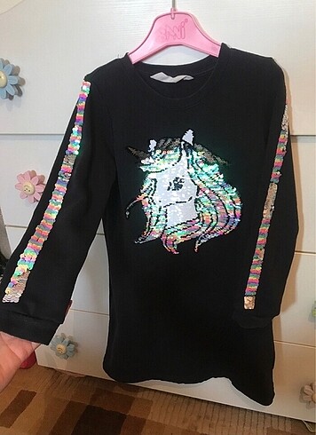 H&M Kız Çocuk Unicorn Payetli Elbise