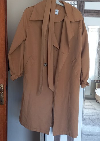 Zara Bej Uzun Keten Kadın bayan trençkot