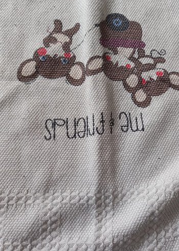 Nakışlı Beyaz Çocuk Battaniyesi bebek - Görsel 3