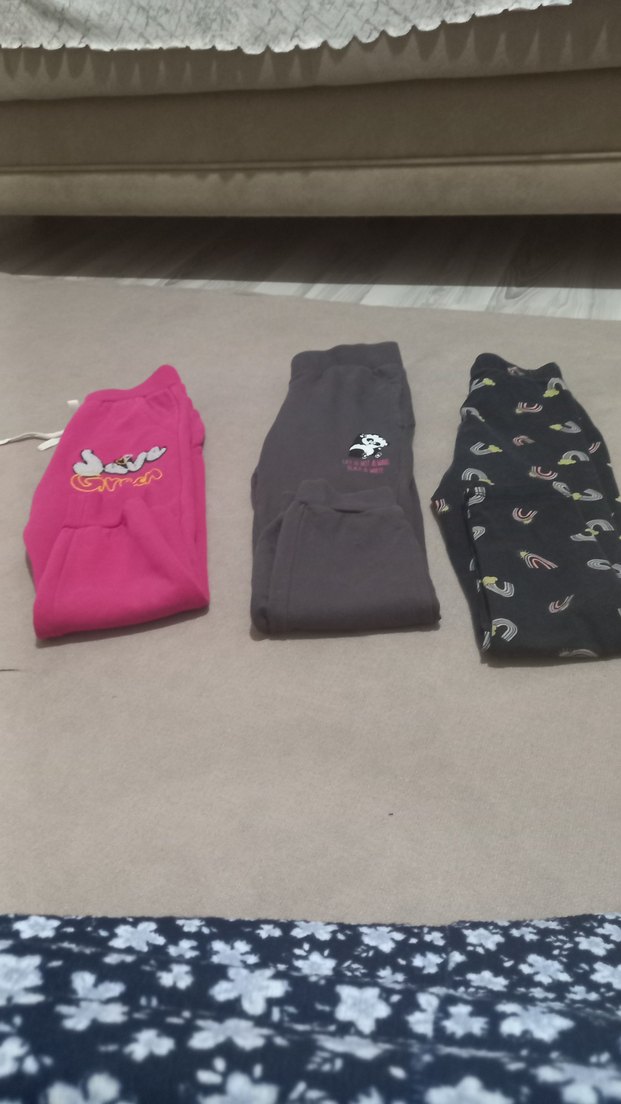 Kız Çocuk Gri Baskılı Streetwear Tayt çocuk pijaması - Görsel 2