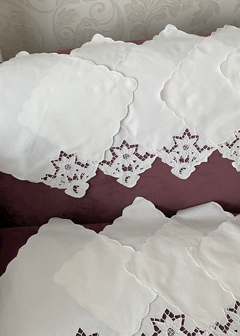 12 parça Delik işi masa örtüsü takım - Görsel 8