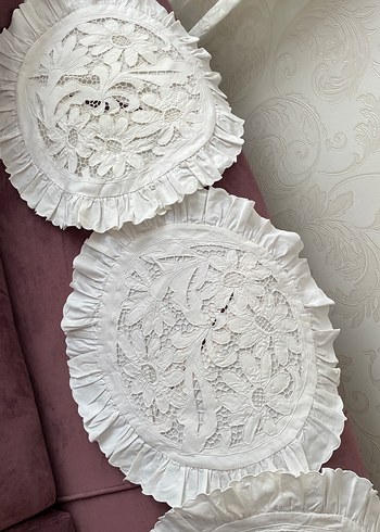 4 adet Delik işi/ Beyaz işi kırlent - Görsel 11