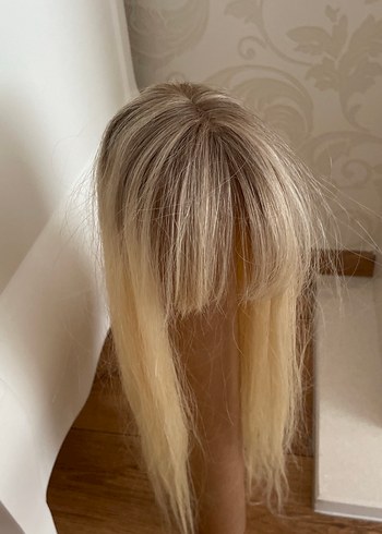 Platin renk gerçek saç peruk - Görsel 8