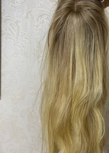 Platin renk gerçek saç peruk - Görsel 14