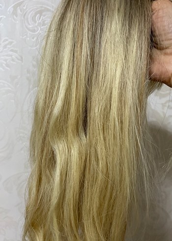 Platin renk gerçek saç peruk - Görsel 12