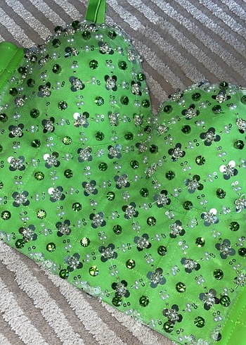 Taşlı yeşil crop/S - Görsel 2