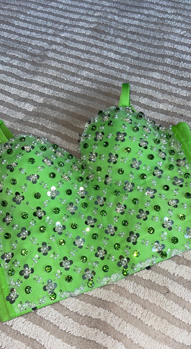 Taşlı yeşil crop/S - Görsel 3