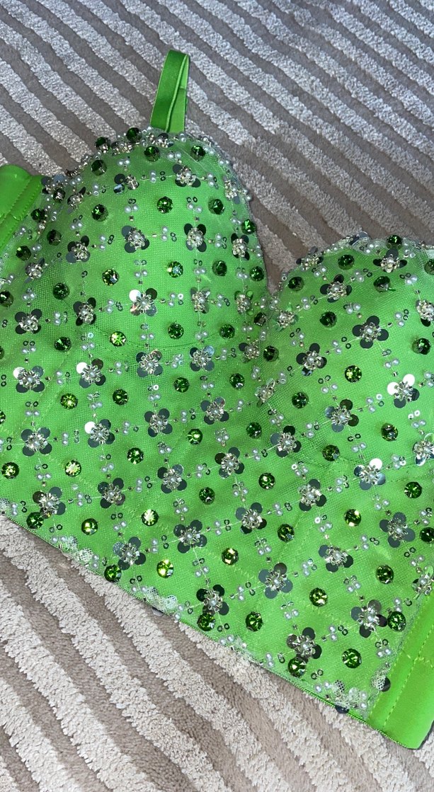 Taşlı yeşil crop/S - Görsel 2