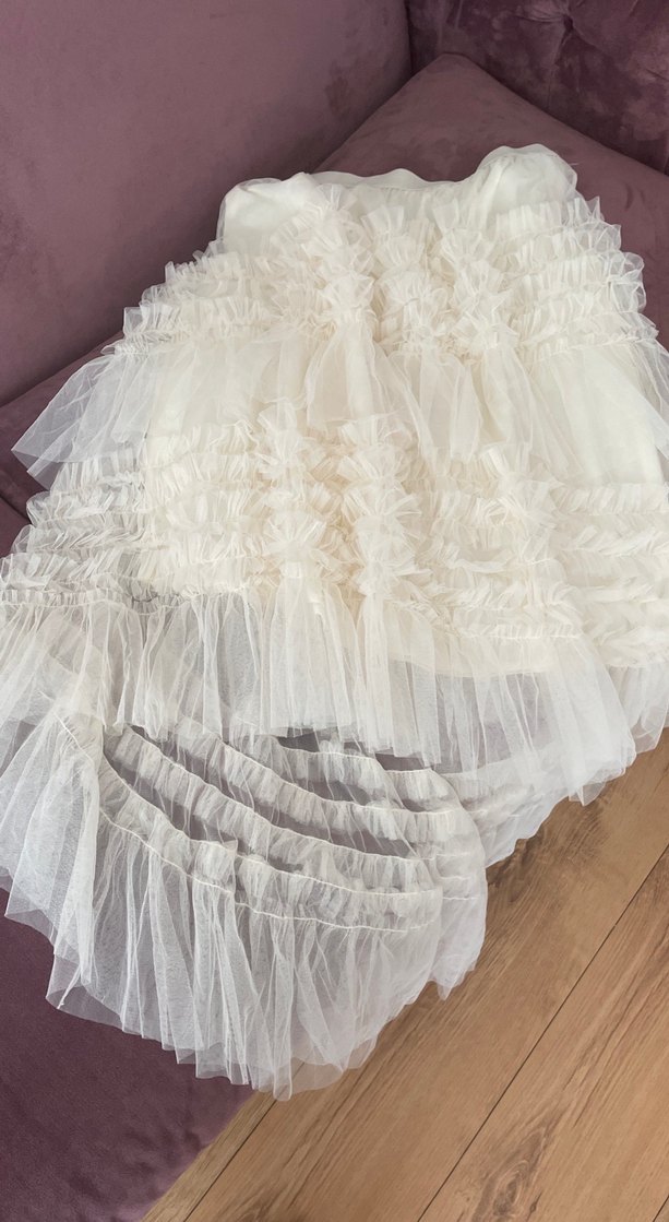 Kayısı rengi Uzun Fırfırlı Asimetrik Tül Etek - Görsel 5