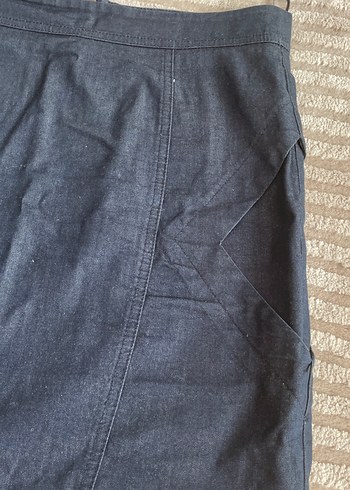 40 Beden Kadın Lacivert Denim Midi Kalem Etek