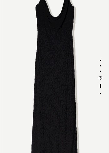 Bershka Siyah dantelli İnce Askılı Midi Elbise