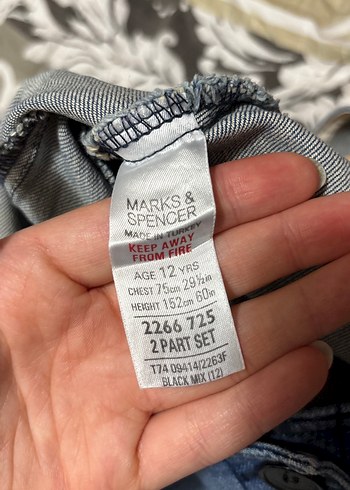 12-13 Yaş Beden Düğmeli Mavi Denim çocuk Yelek