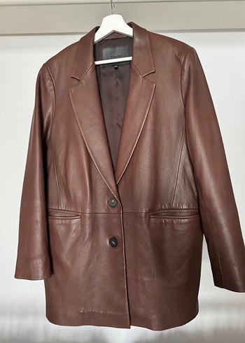 Massimo Dutti - Kahverengi Kadın Deri Ceket - Görsel 2