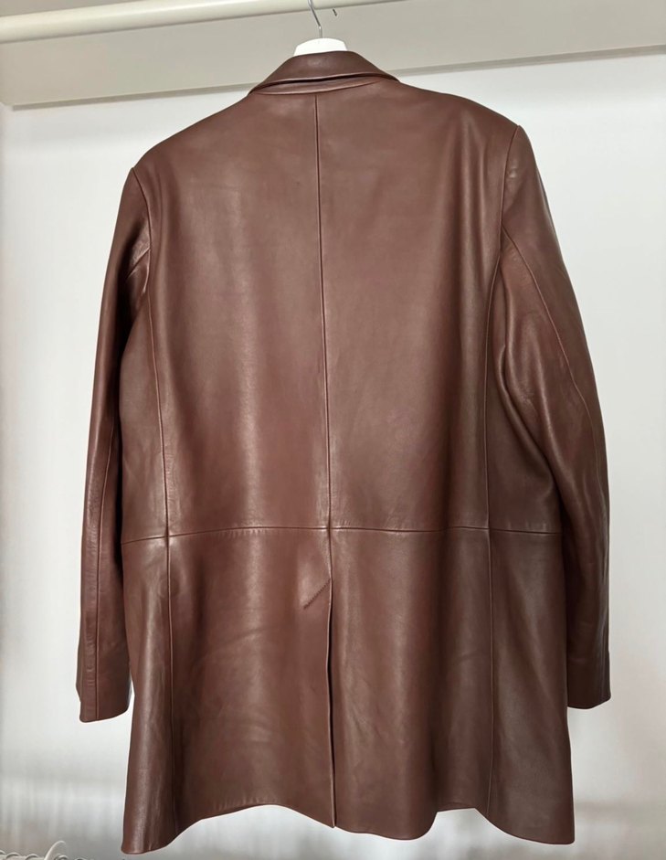 Massimo Dutti - Kahverengi Kadın Deri Ceket - Görsel 3