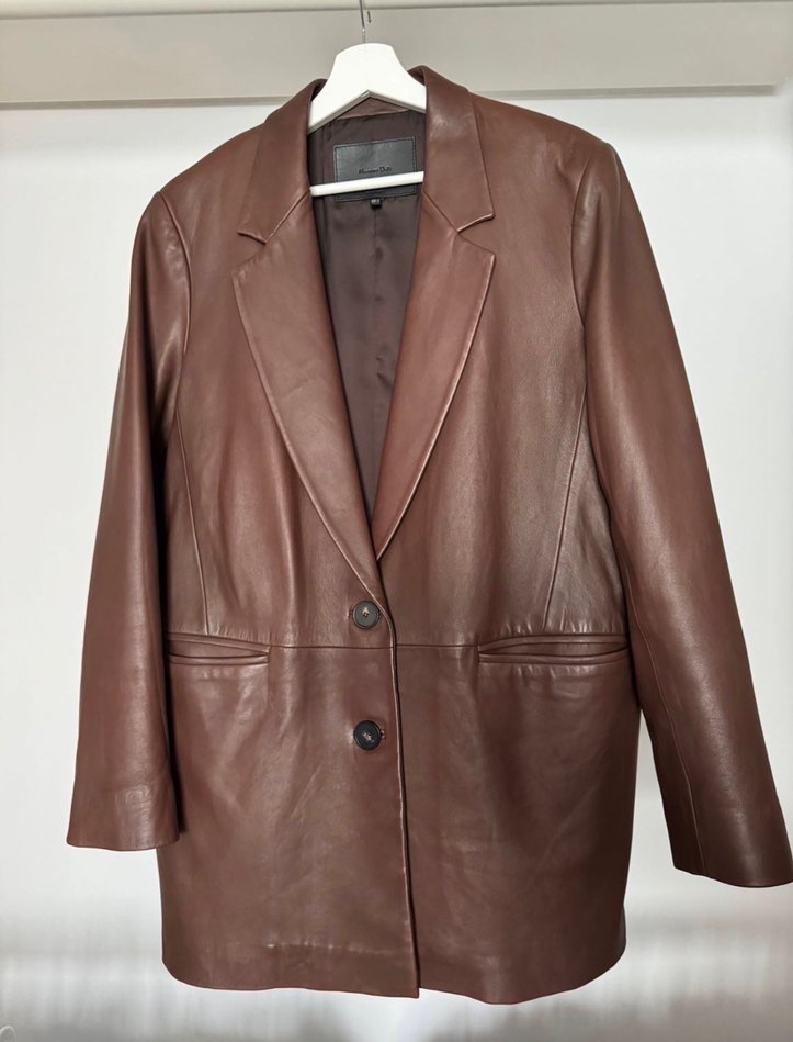 Massimo Dutti - Kahverengi Kadın Deri Ceket - Görsel 2