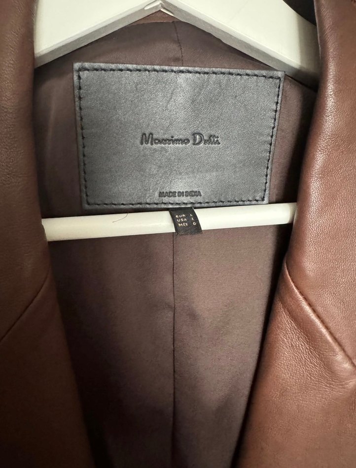Massimo Dutti - Kahverengi Kadın Deri Ceket - Görsel 4