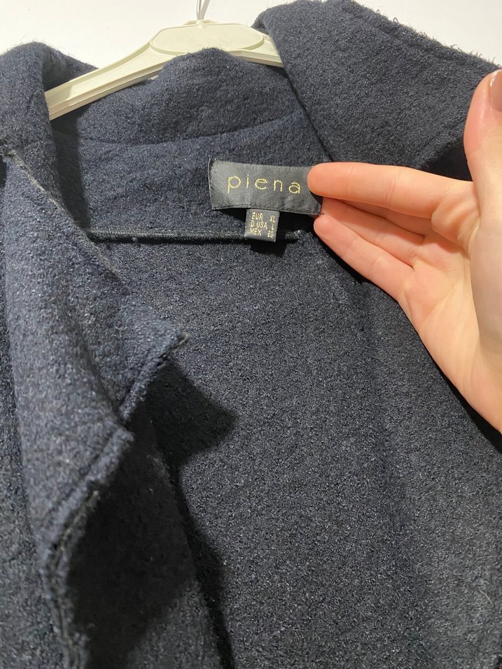 Siyah Uzun Keten Kadın Kaban - Görsel 3