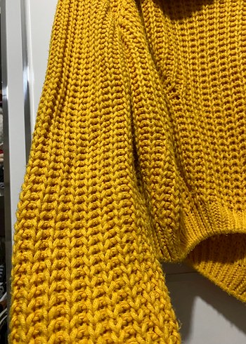 Sarı Örgü Balıkçı Yaka Kadın Kazak - Görsel 2