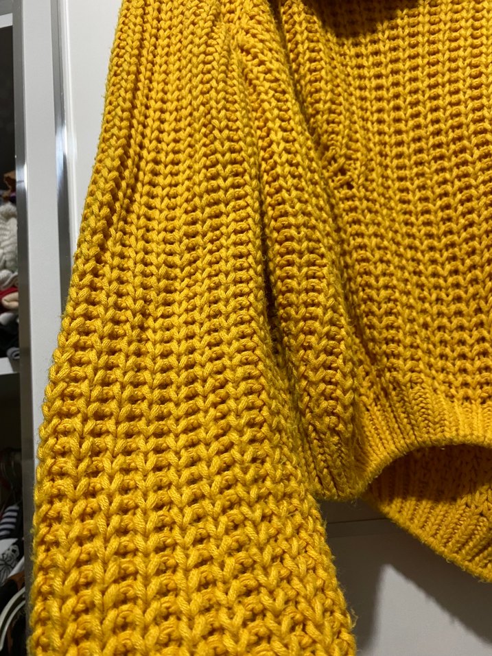 Sarı Örgü Balıkçı Yaka Kadın Kazak - Görsel 2