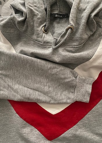 Gri V Yaka Uzun Kollu Kadın Sweatshirt - Görsel 3