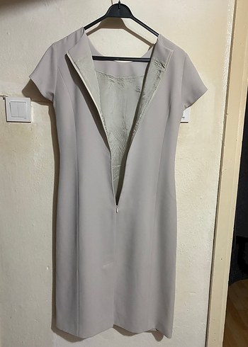 Bej Midi Kısa Kollu Kadın Elbise - Görsel 4