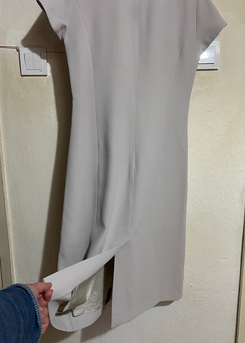 Bej Midi Kısa Kollu Kadın Elbise - Görsel 2