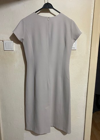 Bej Midi Kısa Kollu Kadın Elbise - Görsel 3