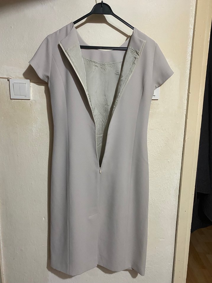 Bej Midi Kısa Kollu Kadın Elbise - Görsel 4