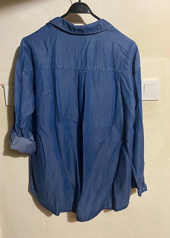 Zara Düğmeli Mavi Denim Kadın Gömlek - Görsel 4