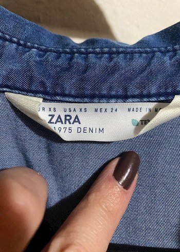 Zara Düğmeli Mavi Denim Kadın Gömlek - Görsel 3