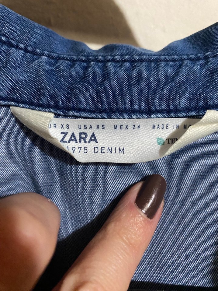Zara Düğmeli Mavi Denim Kadın Gömlek - Görsel 3