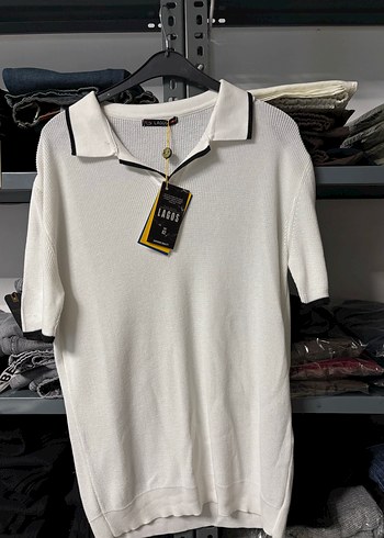 Siyah Örgü Yarım Kollu Polo Tişört - Görsel 3