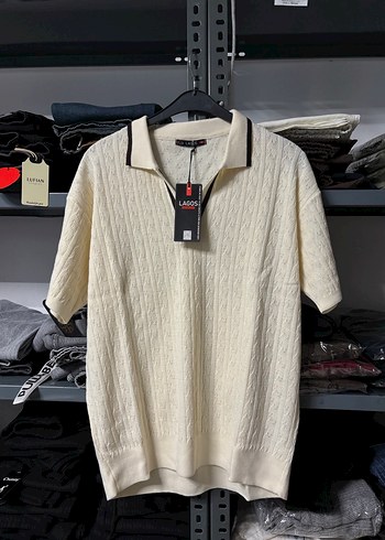 Siyah Örgü Yarım Kollu Polo Tişört - Görsel 5