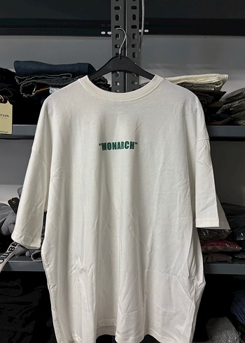 Siyah Baskılı Oversize Keten Tişört - Görsel 3