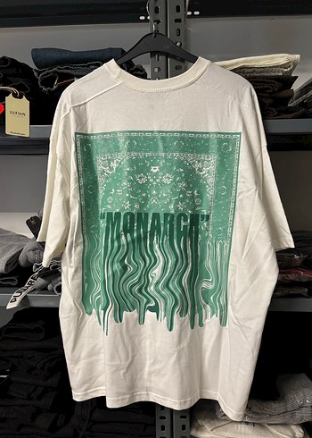 Siyah Baskılı Oversize Keten Tişört - Görsel 4