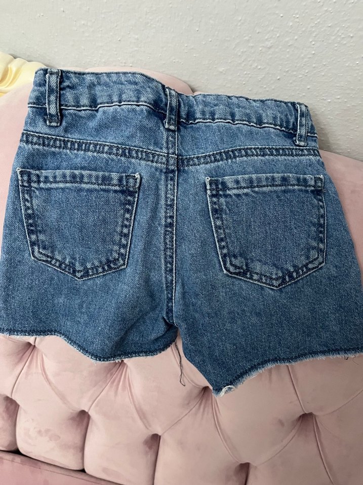 Renkli Bağlama Desenli Düğmeli Kız Kot Şort - Görsel 2